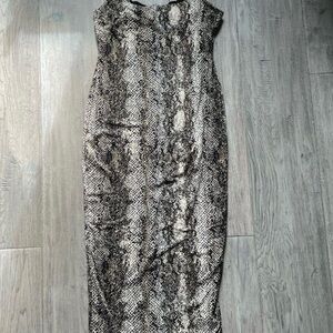 JLUXLABEL Beige and Black Patterned Dress
